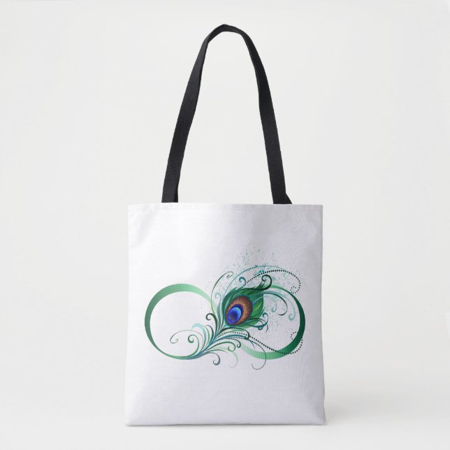 Bolsa Tote Infinity Symbol with Peacock Feather (Frente)