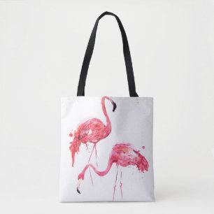 Bolsa Tote Inflamingos de aquarelas