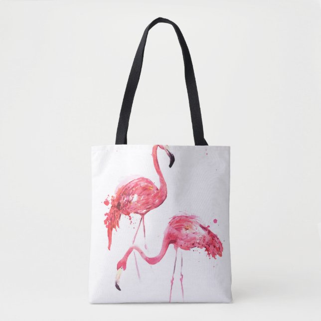 Bolsa Tote Inflamingos de aquarelas (Frente)