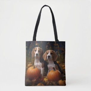 Bolsa Tote Inglês Americano Foxhound Puppy Autumn Delight
