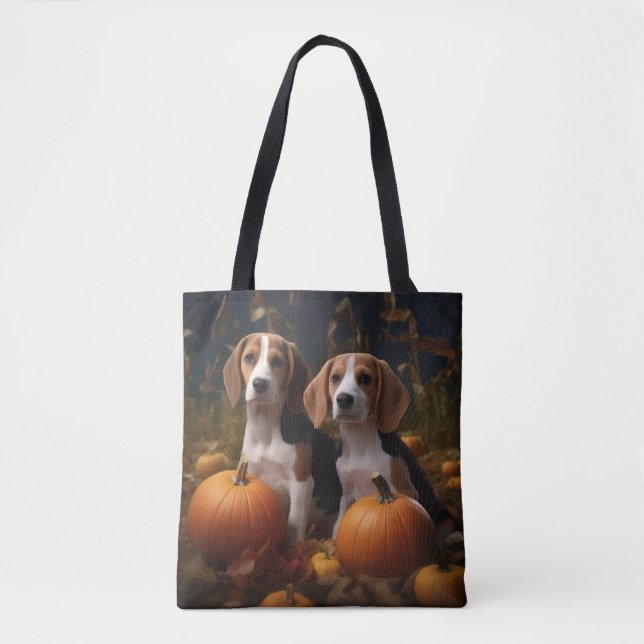 Bolsa Tote Inglês Americano Foxhound Puppy Autumn Delight (Frente)