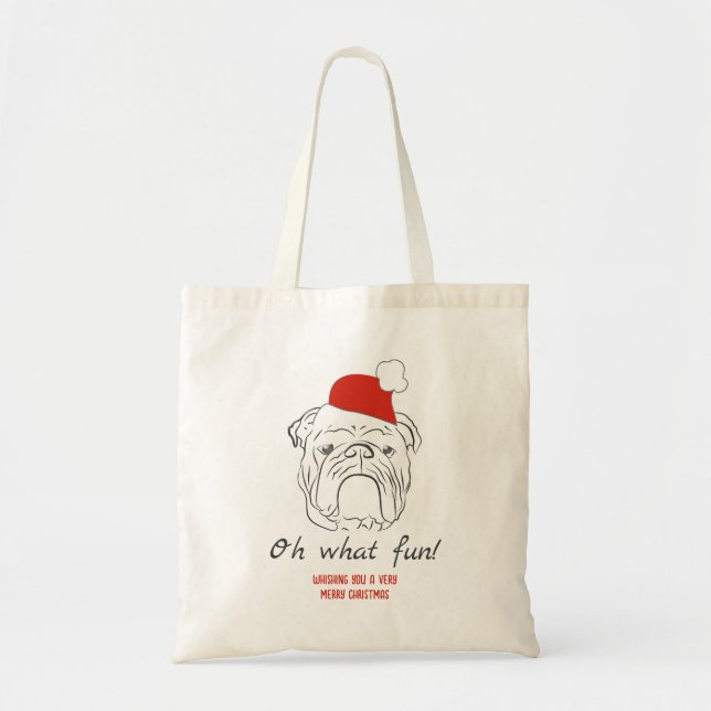 Bolsa Tote Inglês Buldogue Christmas (Frente)