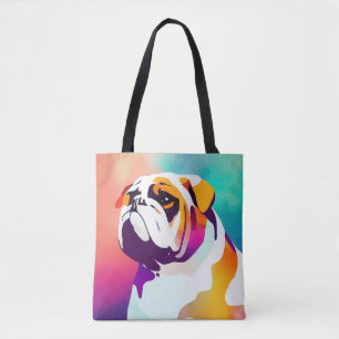 Bolsa Tote Inglês Bulldog Dog Wild Nature Animal Painting