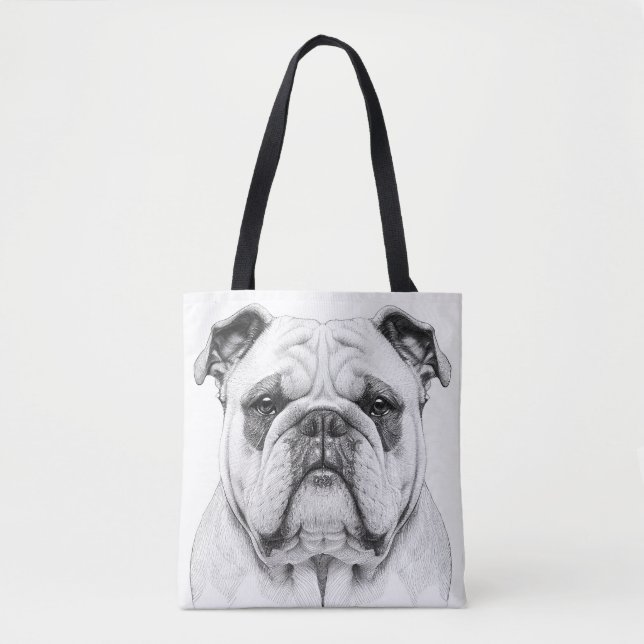 Bolsa Tote Inglês Bulldog Wild Nature Animal Illustration (Frente)