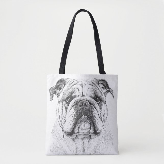 Bolsa Tote Inglês Bulldog Wild Nature Animal Illustration (Frente)
