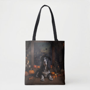 Bolsa Tote Inglês Cocker Spaniel Pumpkins Halloween Assustado