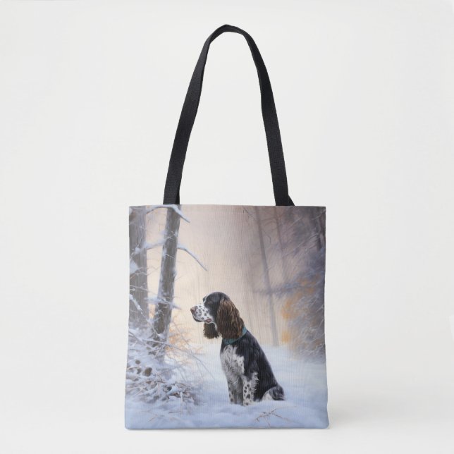 Bolsa Tote Inglês Springer Spaniel Deixe-o nevar Natal (Frente)