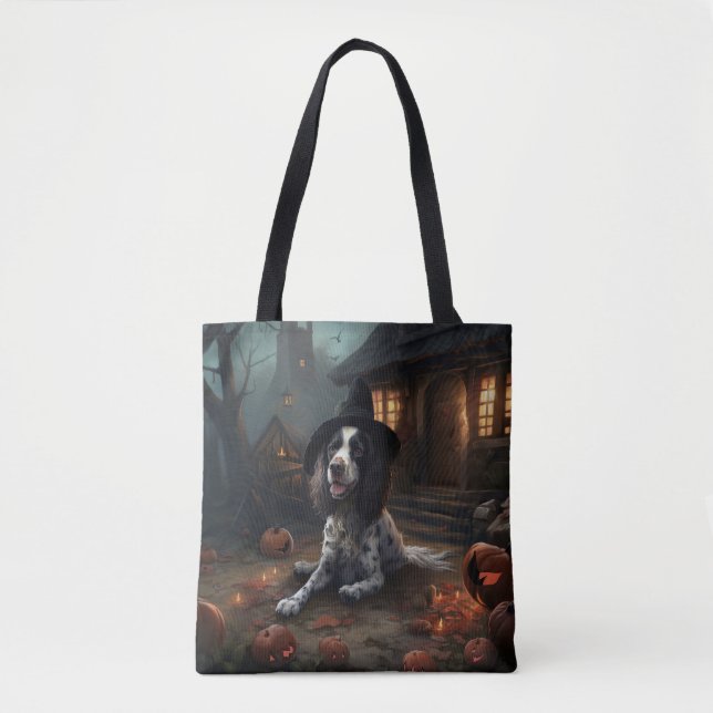 Bolsa Tote Inglês Springer Spaniel Pumpkins Halloween Scary (Frente)