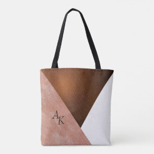 Bolsa Tote Iniciais de Couro de Creme Elegante Modernos Perso