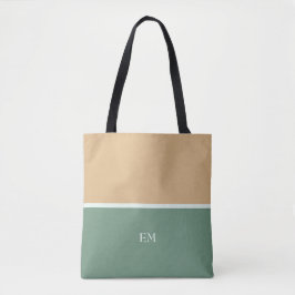 Bolsa Tote Iniciais de Monograma Verde Simples e Bonito