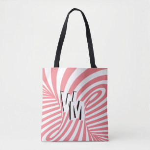 Bolsa Tote Iniciais de Padrão de Abstrato Zebra Branca Retroa