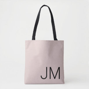 Bolsa Tote Iniciais Maiúsculas Monogramadas Rosa Bege Preto