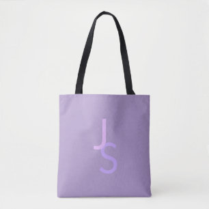 Bolsa Tote Iniciais Monogramadas Sobrepostas Modernas   Roxo