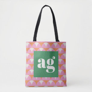 Bolsa Tote Iniciais monogramas retrorreflectores geométricos