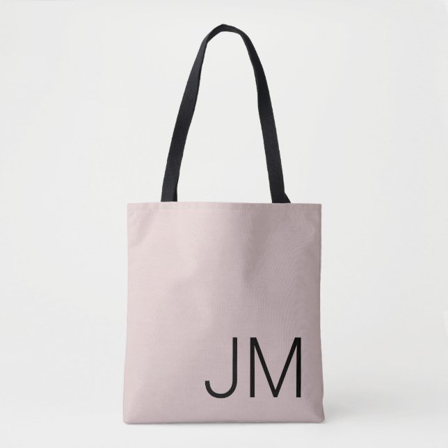 Bolsa Tote Iniciais Monogramas sobredimensionados Preto-Rosa  (Frente)