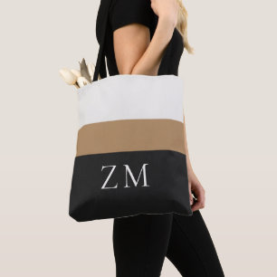 Bolsa Tote Iniciais Personalizadas Design Listrado Premium