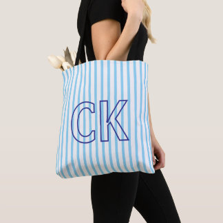 Bolsa Tote Iniciais Personalizadas Listradas Damas de Honra V