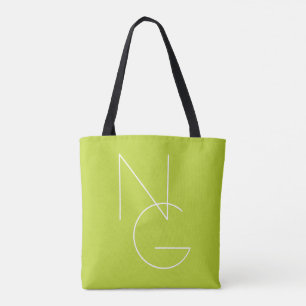 Bolsa Tote Iniciais Sobrepostas Modernas 2 Verde Lima