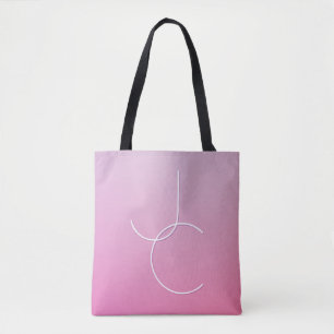 Bolsa Tote Iniciais Sobrepostos Modernos 2   Mouse rosa
