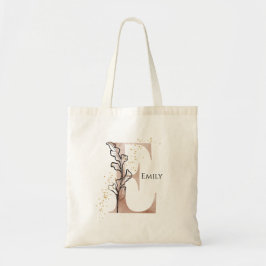 Bolsa Tote Inicial de Monograma Letra E Moderna Boho Personal