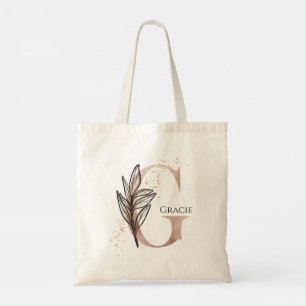 Bolsa Tote Inicial de Monograma Letra G Moderna Boho Personal
