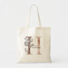 Bolsa Tote Inicial de Monograma Letra Moderna H Boho Personal