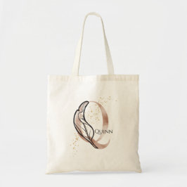 Bolsa Tote Inicial de Monograma Letra Q Moderna Boho Personal