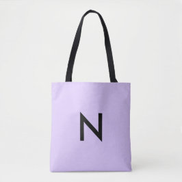 Bolsa Tote Inicial de Monograma Personalizado Lilás Simples M