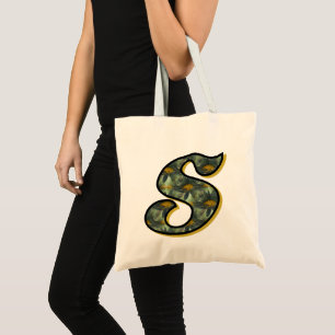 Bolsa Tote Inicial de Monograma S Margaridas Arte Floral
