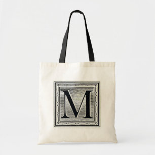 Bolsa Tote Inicial de Woodblock do Woodcut da letra de bloco