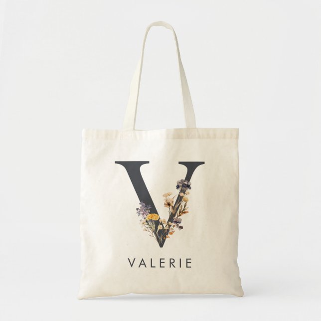 Bolsa Tote Inicial Floral Boêmio V (Frente)