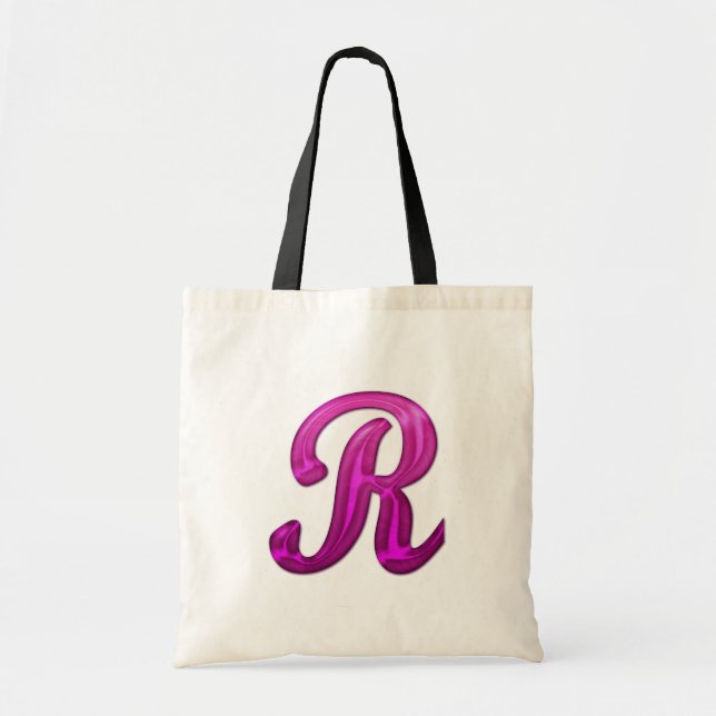 Bolsa Tote Inicial Glittery cor-de-rosa - R (Frente)