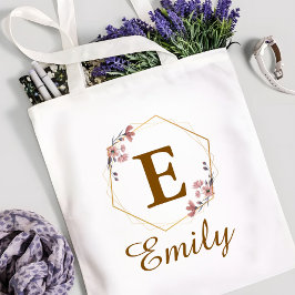 Bolsa Tote Inicial Personalizada de Menina & Nome Monograma F