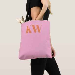 Bolsa Tote Iniciales Personalizadas de Monograma Laranja Rosa