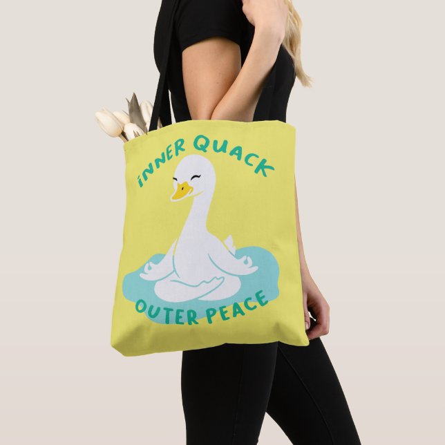 Bolsa Tote Inner Quack Outer Peace Yoga Duck (Close Up)