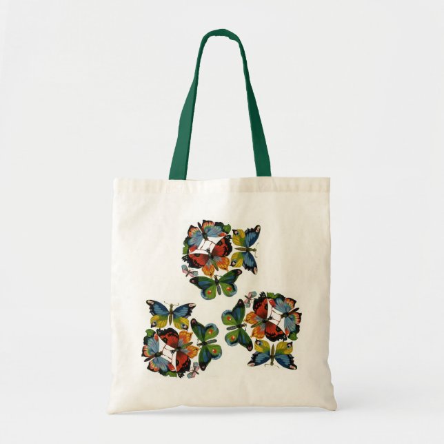 Bolsa Tote Insetos ou Insetos da Vintage, Belas Borboletas (Frente)