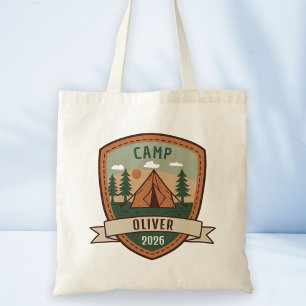 Bolsa Tote Insígnia Personalizada de Acampamento Vintage