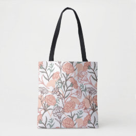 Bolsa Tote Inspirado na Natureza Floral: Padrão de Flor de Cr