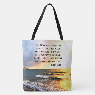 BOLSA TOTE INSPIRANDO JOHN 3:16 DESIGN DE FOTO OCEANO