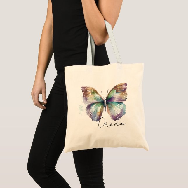 Bolsa Tote Inspirational Mint Aqua Blue Dreterfly (Frente (produto))