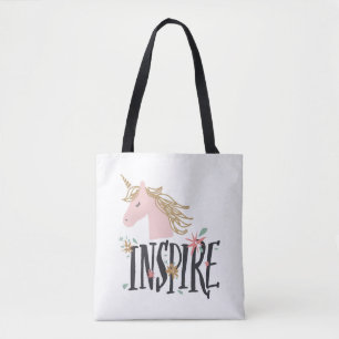 Bolsa Tote Inspire o unicórnio Dourado da juba de  