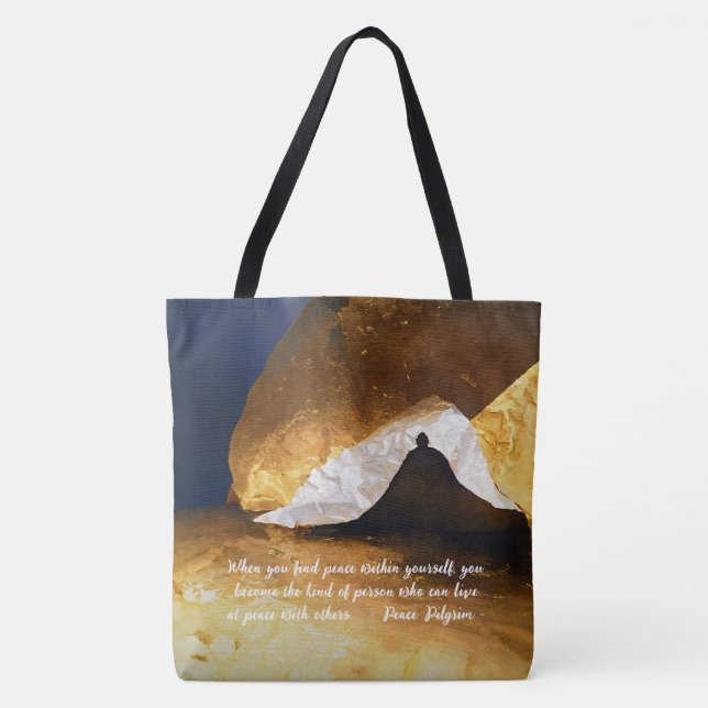 Bolsa Tote Instrutor de Meditação de Yoga Dourada Preta Reiki (Frente)