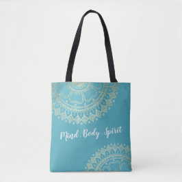 Bolsa Tote Instrutor de Meditação Yoga Green Blue Mandala Dou