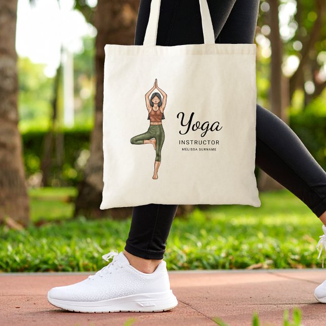 Bolsa Tote Instrutor de Yoga Pose da Árvore Vrikshasana Profe (Criador carregado)
