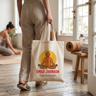 Bolsa Tote Instrutor de Yoga Silhueta Meditando no Pôr do Sol