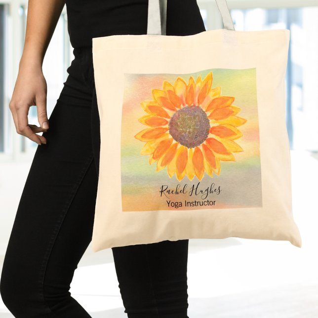 Bolsa Tote Instrutor personalizado Yoga Sunflower (Criador carregado)