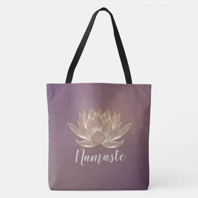 Bolsa Tote Instrutor YOGA Meditation Reiki Purple Dourado Lot (Frente)