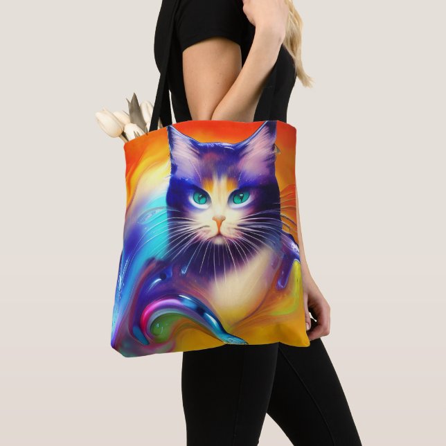 Bolsa Tote Inteligência artificial, gato animal sentado (Close Up)