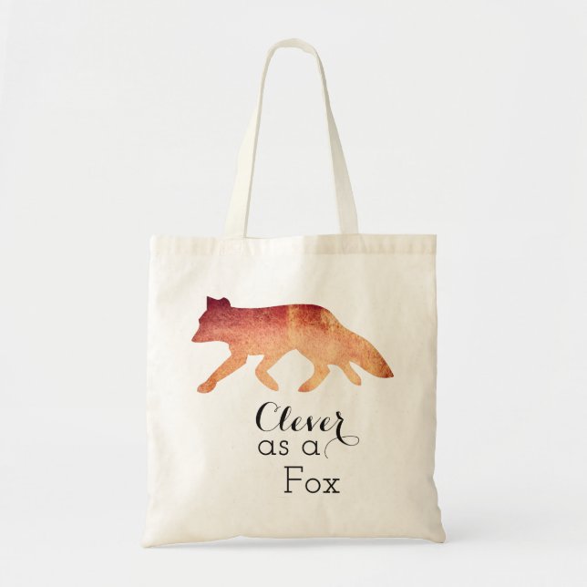 Bolsa Tote Inteligente como uma aguarela Typogaphy do Fox (Frente)
