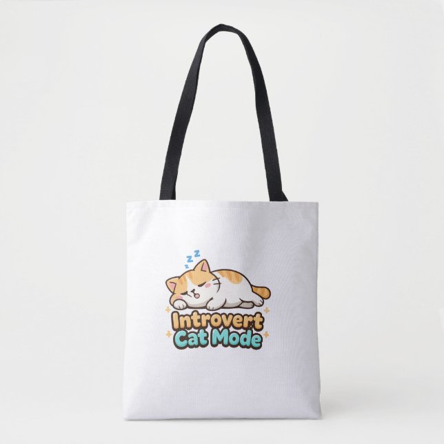Bolsa Tote Introvert Cat Mode Funny  (Frente)